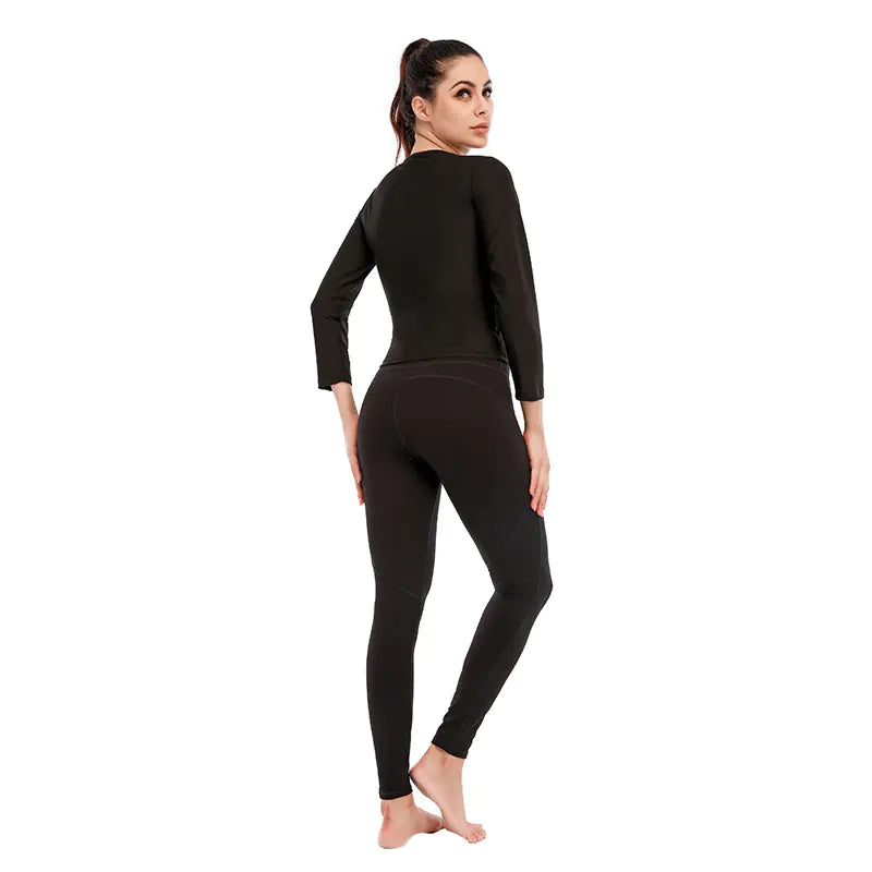 New Women's Long Sleeve Silver Sweat Yoga Set