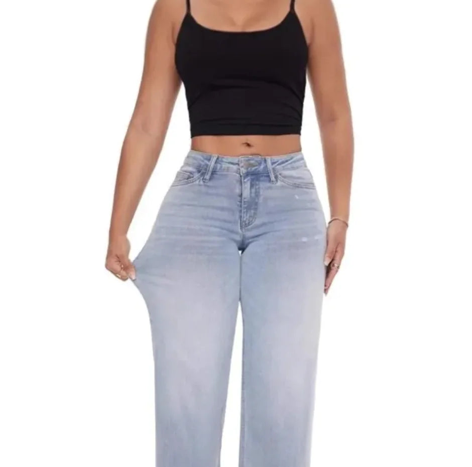 High Waist Loose Straight Jeans