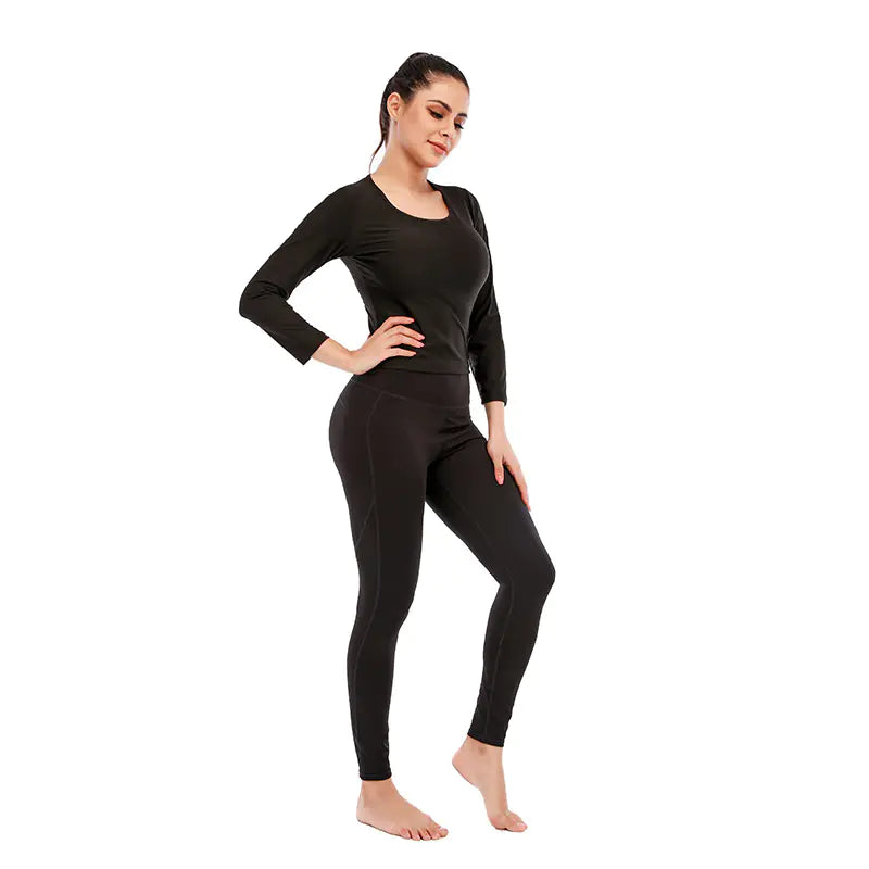 Aurelle Long Sleeve Silver Sweat Yoga Set