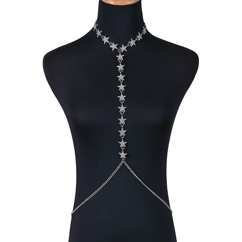 Star Body Chain with Sparkling Diamonds for Swimwear
