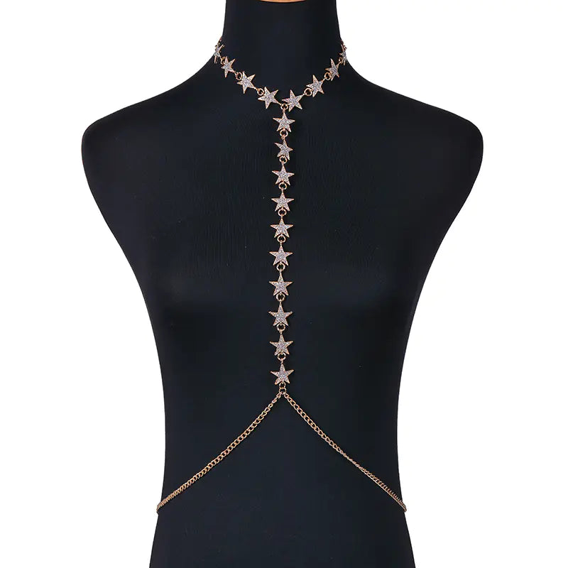 Star Body Chain with Sparkling Diamonds for Swimwear